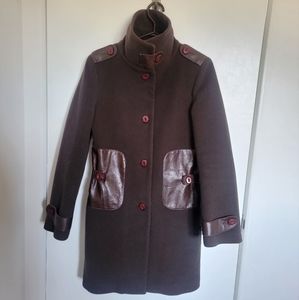 Mackage brown wool and leather coat